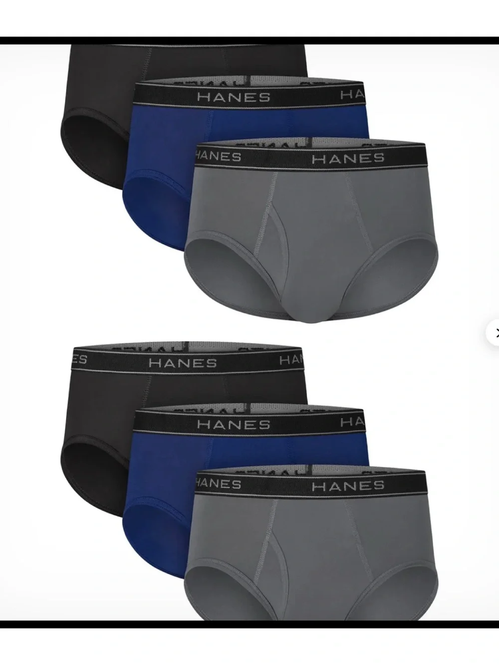 Hanes ▪️Men's 6-Pack Classic Briefs - Black, Blue & Gray